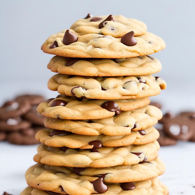 pilha de biscoitos de chocolate com pepitas de chocolate AI gerado