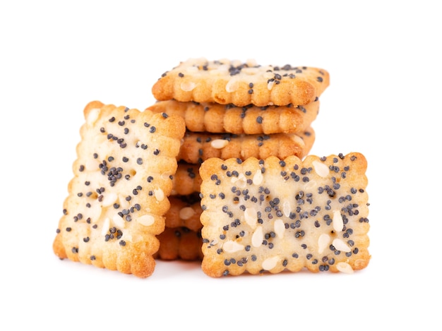 Pilha de biscoitos quadrados isolados