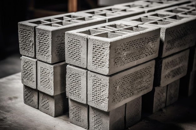 Pilha de blocos de concreto com sua IA generativa de design interligada