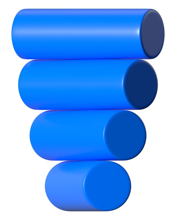 Foto pilha de cilindros 3d png forma geométrica azul fundo transparente