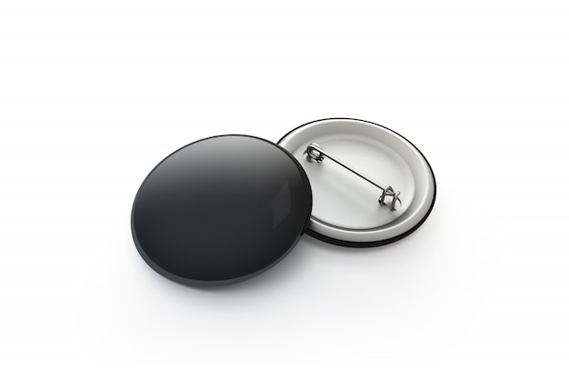 Pilha de distintivo de botão preto em branco, isolada