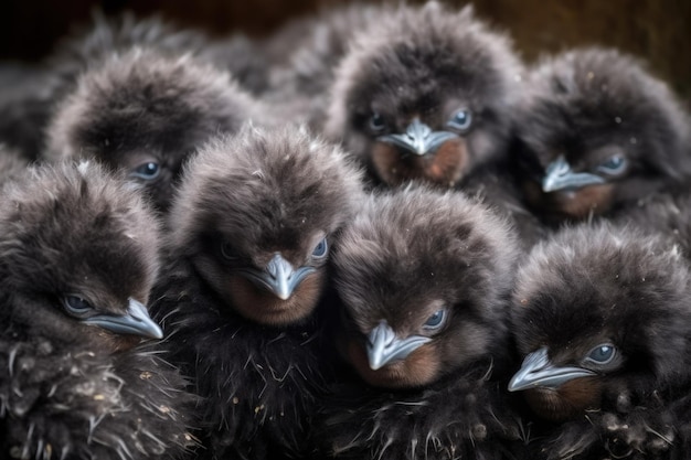 Pilha de filhotes de pinguim fofos aninhados juntos, mantendo-se aquecidos e aconchegantes, criados com IA generativa
