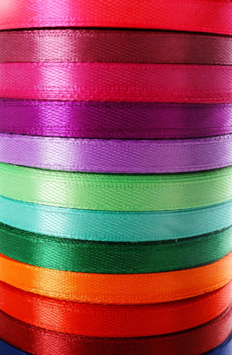 Foto pilha de fitas coloridas closeup