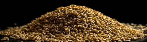 Pilha de freekeh em um fundo preto Generative AI