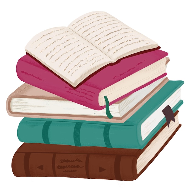pilha de livros adesivo de educação png fundo transparente