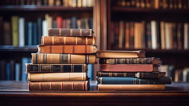 Pilha de livros antigos com leitura individual