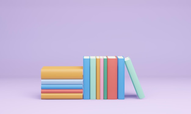 pilha de livros coloridos, renderização 3d