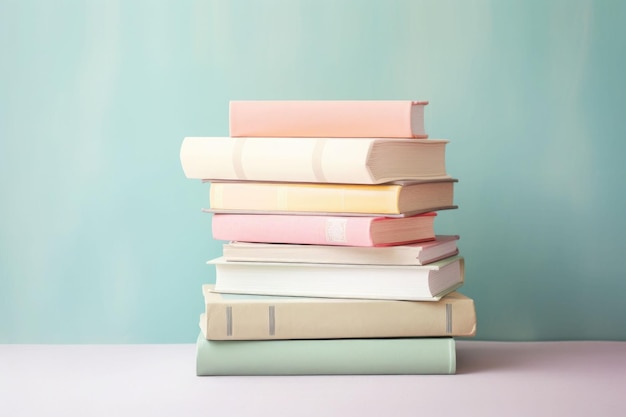 Pilha de livros em cores pastel suaves Ilustração generativa de IA