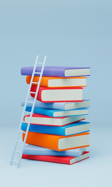 pilha de livros multicoloridos de desenhos animados renderização 3D