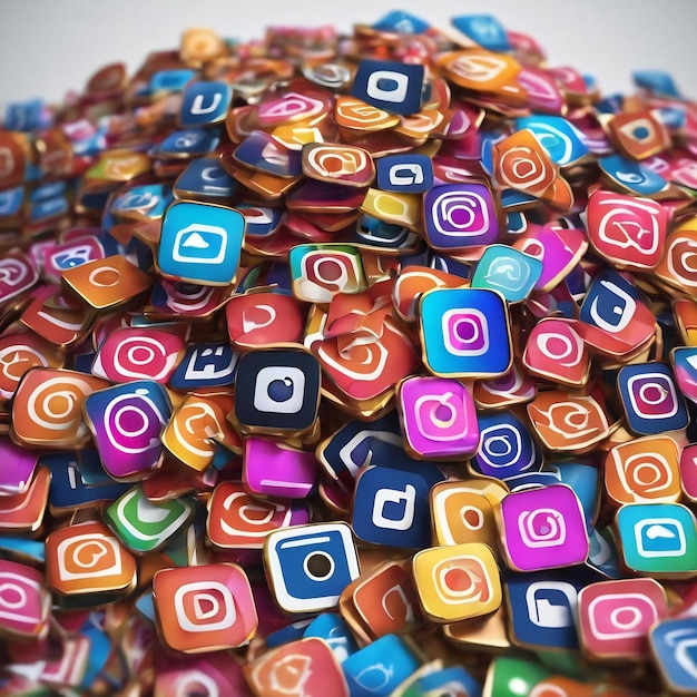 Pilha de logotipos 3D do Instagram