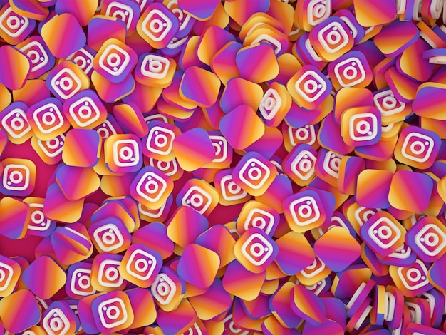 Foto pilha de logotipos do instagram