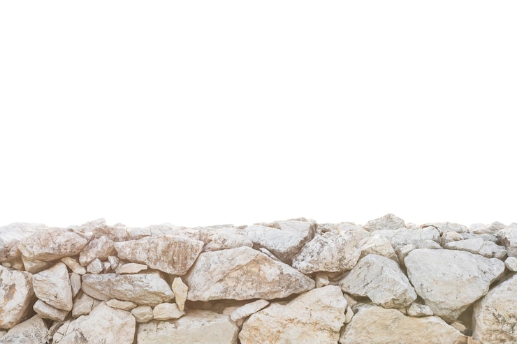 Foto pilha de pedra branca cerca de pedra isolada em branco