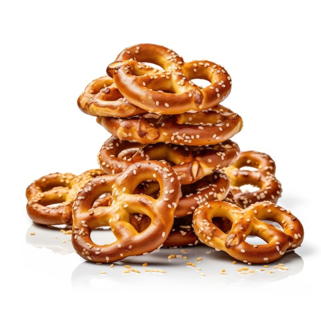 Pilha de pretzels amontoados