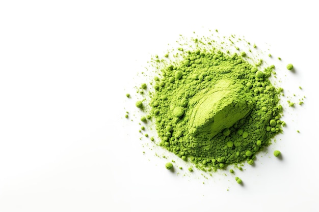 Pilha generativa de IA de pó de chá matcha verde com espaço de cópia