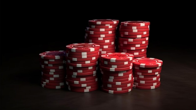 Pilhas de fichas de poker em um fundo escuro