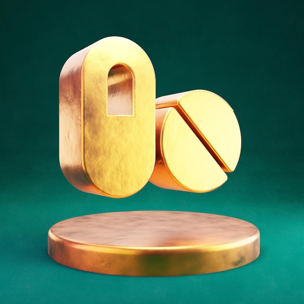 Pillen-Symbol. Fortuna Gold Pills Symbol mit Tidewater Green Hintergrund. 3D-gerendertes Social Media-Symbol.