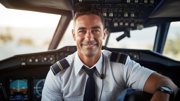 Pilot in der Kabine eines Passagierflugzeugs