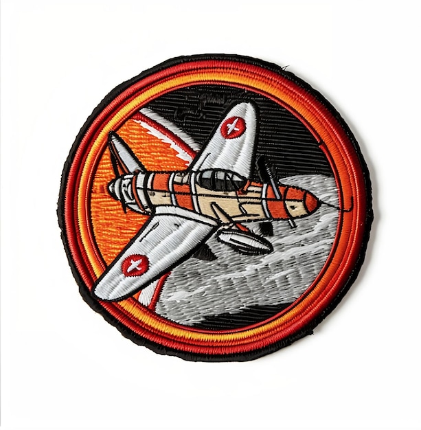 Pilot Patch gerundet Dualduel Kampfflugzeug Flugzeug Flugzeug Reise Symbol Illustration Flugzeug ve