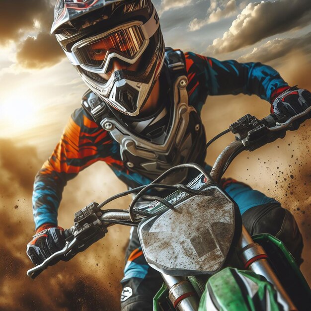 Piloto de motocross em ação Desporto de motocross