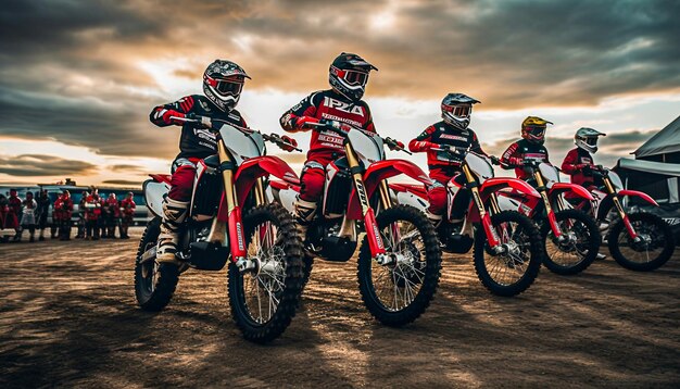 Foto piloto de motocross preparando-se para começar a corrida