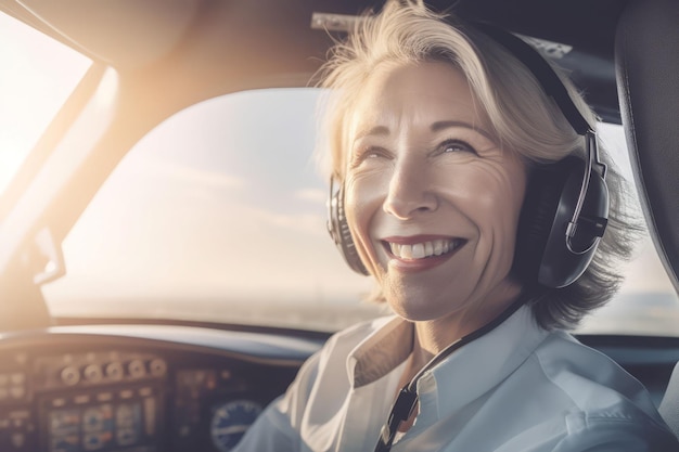 Piloto de mulher sorridente Viajar voo Gerar Ai