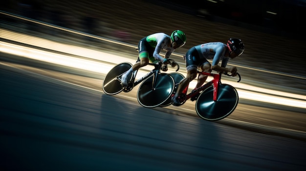 Piloto em um velódromo competição de ciclismo no velódromo velocidade extrema