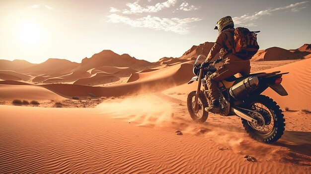 Piloto en una moto ktm en el desierto IA generativa