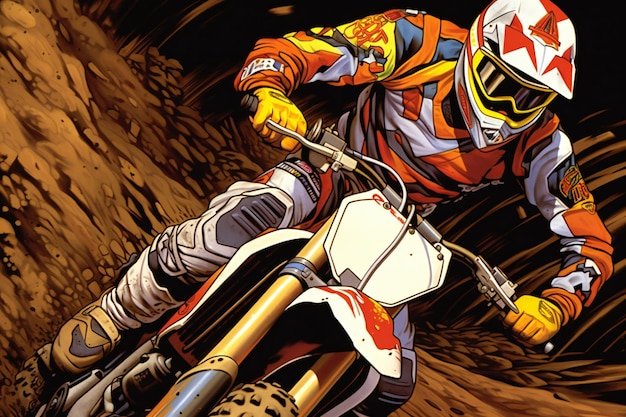 Piloto de motocross en acción Carrera de motos