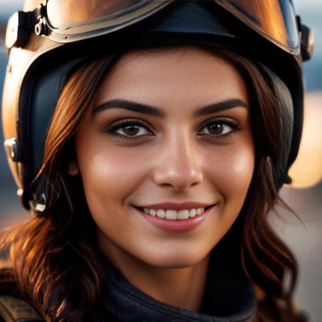 Piloto mulher sorridente