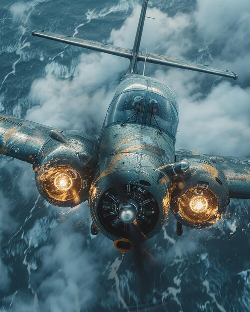 Foto un piloto navegando a través de un papel tapiz de tiempo turbulento