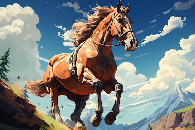 Pilotos de esportes equestres estilo cartoon e corridas de cavalos em planos