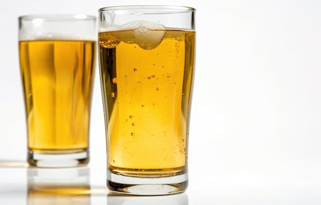 Pilsner Bier in einem Glas Pint helles Bier auf weißem Hintergrund