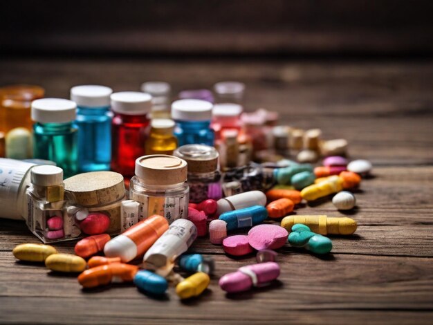 Foto pílulas coloridas medicamentos farmacêuticos