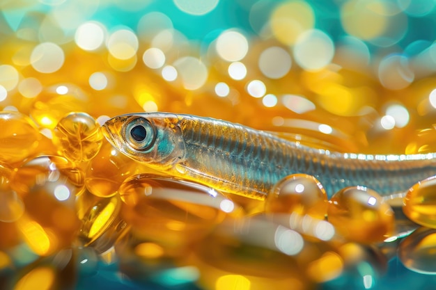 Foto pílulas de gel omega 3 e óleo de peixe generative ai