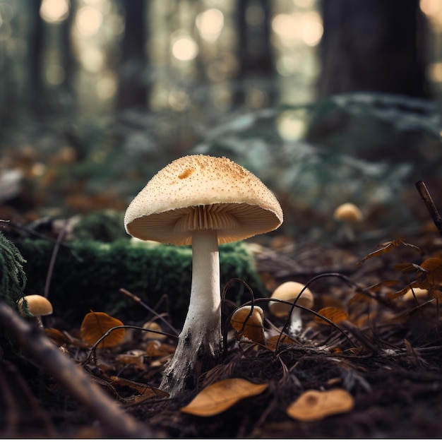 Pilz im Herbstwald Saisonaler natürlicher Hintergrund