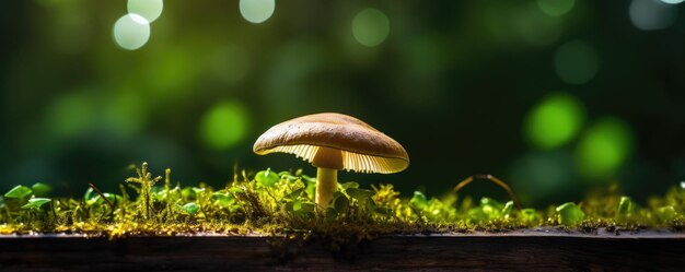 Pilz im Wald, grüner Garten, verschwommener Wald-Hintergrund