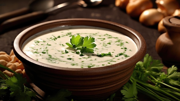 Pilzcremesuppe ist eine einfache Suppenart, bei der eine einfache Mehlschwitze mit Sahne oder Milch verdünnt wird