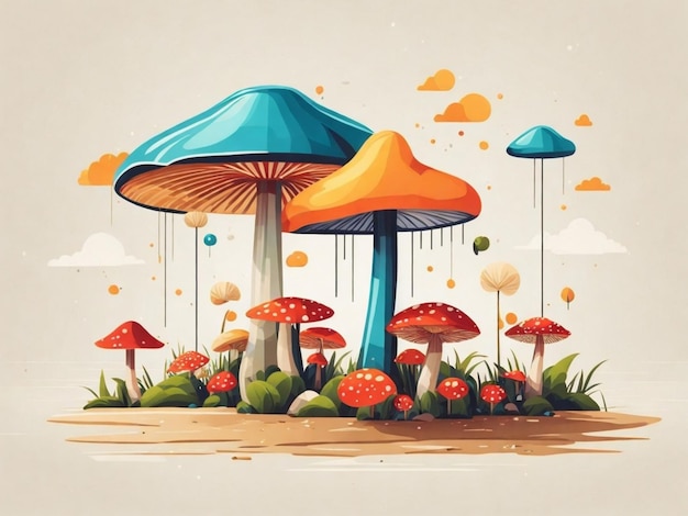 Pilze im Wald Illustration für Ihr Design Generative KI