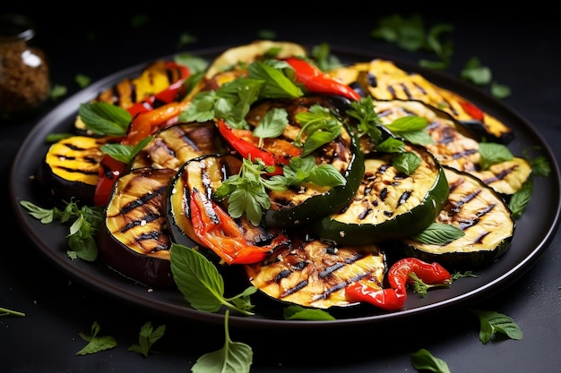 Pimienta de campana colorida y calabacín a la parrilla delicias de verduras IA generativa