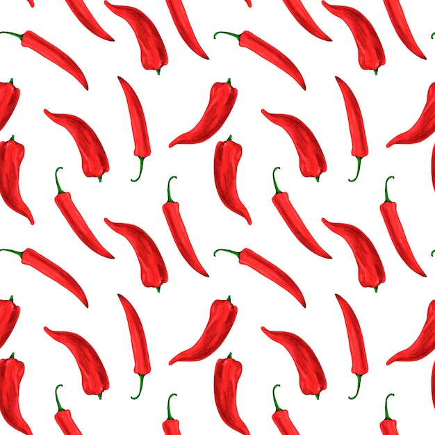 Pimienta de chile roja caliente patrón sin costuras para impresiones en papel tapiz textiles DIY scrapbooking para envases para cocina y restaurante decoración cocinero y libro de recetas