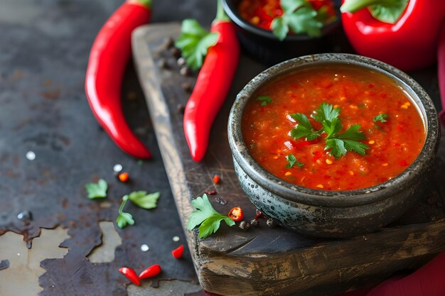 Pimienta Elegancia Salsa de pimienta roja asada en el fondo del patrón popular