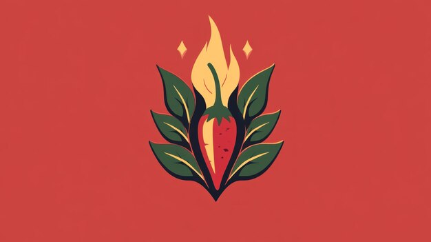 Pimienta picante con hojas Una ilustración picante