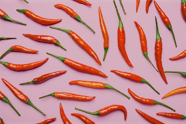 Foto pimienta picante roja sobre un fondo púrpura