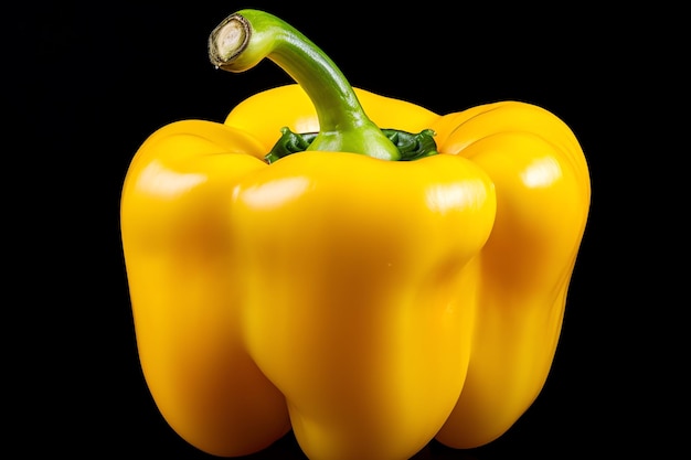 un pimiento amarillo con un tallo verde