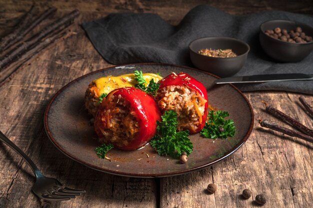 Pimiento relleno búlgaro con hierbas frescas