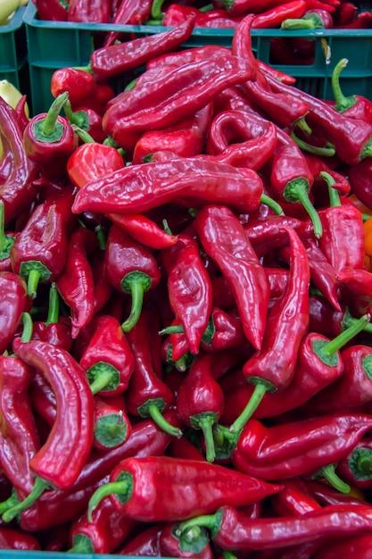 Pimiento rojo picante en el mercado