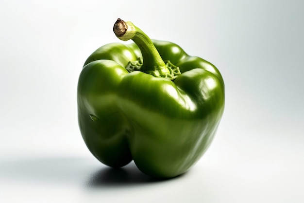 Un pimiento verde con un tallo y un tallo.