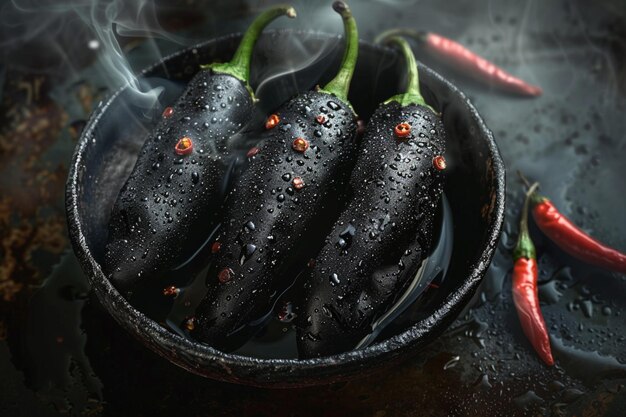 Pimientos fritos negros generados por la IA