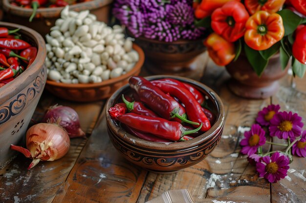 pimientos picantes en un plato cocina mexicana