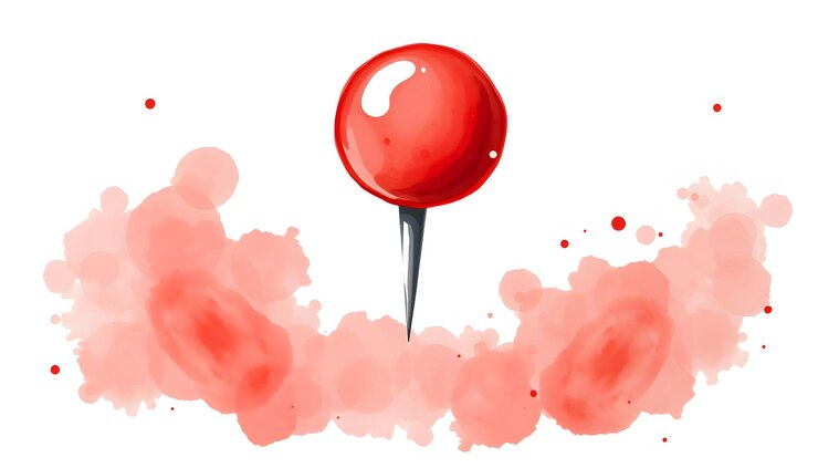 Foto pin de papel de aquarela vermelho isolado com destaques brancos